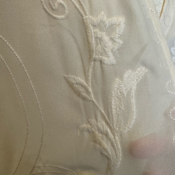 Lush Cream Embroidered Wrap with Fringe - Picture 3 of 7